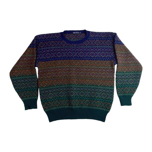 Nautica Other - 90s Vtg Mens NAUTICA Pullover Sweater Large 100% Cotton Ski Mountain Long Sleeve